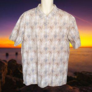 Vintage SOLITUDE Tan Palm Shadows Print Hawaiian Shirt